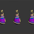 Shiny Teardrop Earrings With Purple Pink Gradient And Golden Decorative Rings