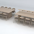 Two Minimalist Wooden Long Tables With Matching Chairs For Dining Space