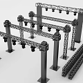 3D Model Display Of Musical Instruments And Art Supplies On Stage Lighting Truss