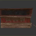 Rustic Small Wooden Building With Red Walls Brown Rusted Roof And Steps