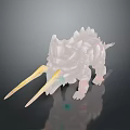 Transparent Monster Model With Yellow Long Horns On Dark Background And Reflection