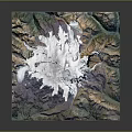 3D Natural Landscape Model With Snow Capped Mountain Range Glaciers And Valleys