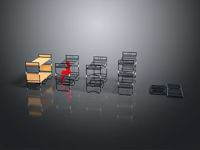 Modern Shelf Structures With Orange And Black Designs Various Layer Configurations On Glossy Black Surface 3d model