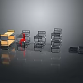 Modern Shelf Structures With Orange And Black Designs Various Layer Configurations On Glossy Black Surface