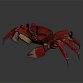 Red Mechanical Crab Character Design With Shiny Shell And Golden Claws 3d model