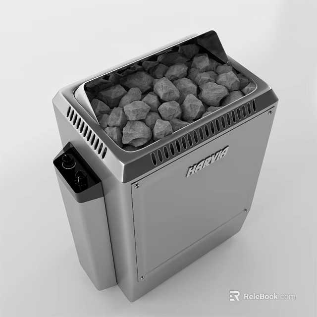 HARTA Silver Cooking Appliance With Stone Filled Chamber And Side Vents 3d model 