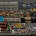 Supermarket Display Shelves Stocked With Fruits Vegetables Beverages And Canned Goods
