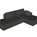 Gray L Shaped Sectional Sofa With Modern Fabric And Brown Throw Pillows 3d model