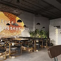 Industrial Style Bar With Brick Wall Green Plants And Chic Furniture