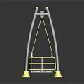 Children's Outdoor Swing Equipment Featuring Gray Frame Yellow Grid Seat And Safety Base