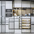 Modern Kitchen Interior With Glass Sliding Doors White Cabinets And Open Design