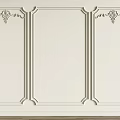 Light Colored Wainscoting With Decorative Vine Carvings On Side Panels And Smooth Center