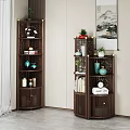 Traditional Chinese Wooden Shelving Cabinet With Openwork Design Vases Books And Jars