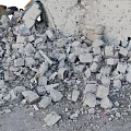 Demolition Site With Scattered Rubble Broken Concrete Pieces And Remaining Wall 3d model