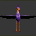 Flying Animal Design With Purple Feathers Orange Eyes Spread Wings And Orange Claws