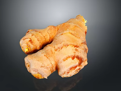 Fresh Whole Raw Ginger With Natural Brown Skin And Rough Surface Texture 3d model