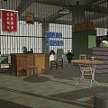 Vegetable Market Office Warehouse Meeting Room Railing Wall Hutong Grocery 3d model