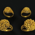 Jewelry Ring Gold Ring Curly 3d model