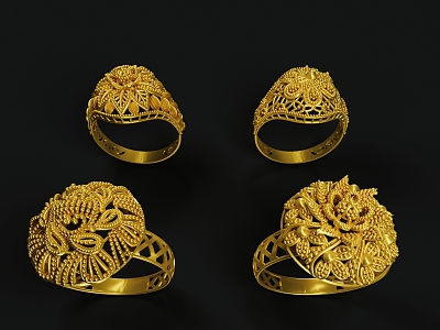 Jewelry Ring Gold Ring Curly 3d model