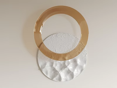 Modern Home Gold Circular Ring Wall Decor With White Textured Round Base 3d model