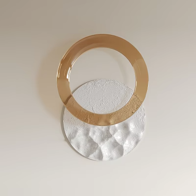 Modern Home Gold Circular Ring Wall Decor With White Textured Round Base 3d model