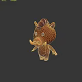 Cute 3D Cartoon Red Pig Character With Black Eyes And Yellow Tusks