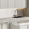 Modern Kitchen Cabinets With Marble Countertop Sink Coffee Machine And Oven