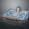 Futuristic Sci Fi Platform With Blue Screen Control Panel And Geometric Metallic Panels 3d model