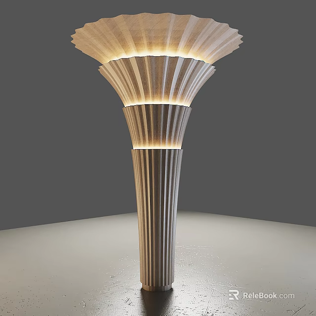 Modern Floor Lamp Featuring Fan Shaped Design And Warm Illumination For Interior Decor 3d model 