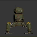 Mechanical Tank Creature Featuring Multi Legged Structure Rusty Green Coat And Yellow Black Stripes 3d model
