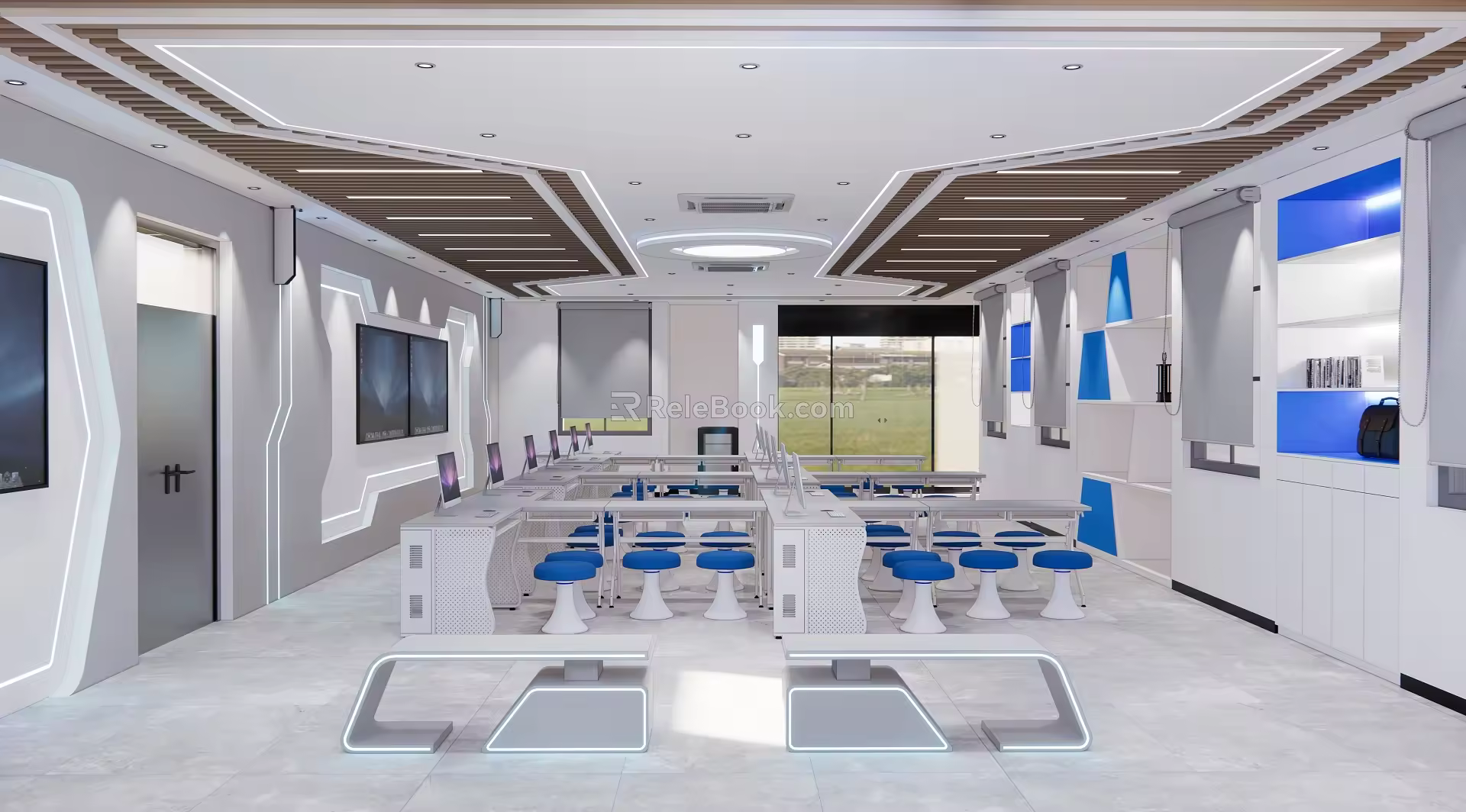 Classroom science and technology sense school computer classroom training room 3d model