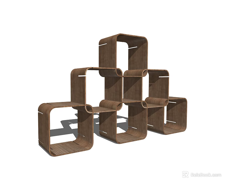 Modern Wooden Cube Shelf Unit With Open Storage Design And Multi Tiered Structure 3d model