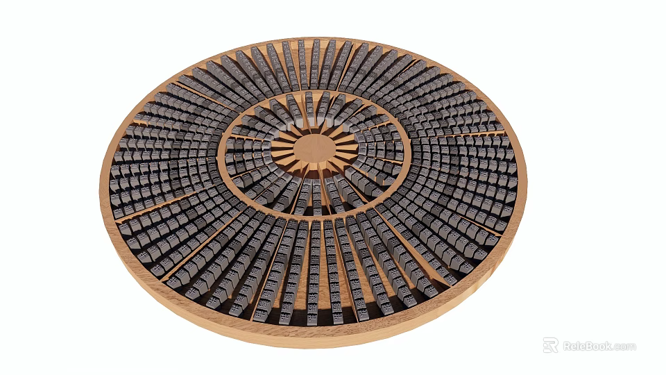 Garden Ornament Featuring Circular Mosaic Pattern With Gold Black Tiles And Radiating Design 3d model 