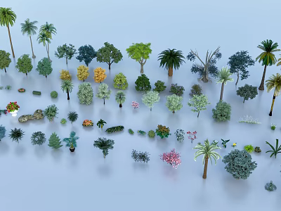 Various Types of Trees With Different Colors and Species 3D Model Collection 3d model