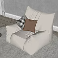 Lazy Sofa Modern Sofa Single Sofa Single Fabric Sofa Cream Style Sofa Log Style Sofa 3d model
