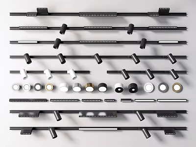 Modern Downlights And Spotlights With Various Styles And Ceiling Installation Options 3d model
