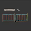 Children's Colorful Wooden Beds With Red Yellow Rails Mattress And Pillow
