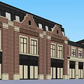 Traditional Modern Architecture With Red Brick Facade Glass Curtain Wall Multi Storey Building Main Entrance