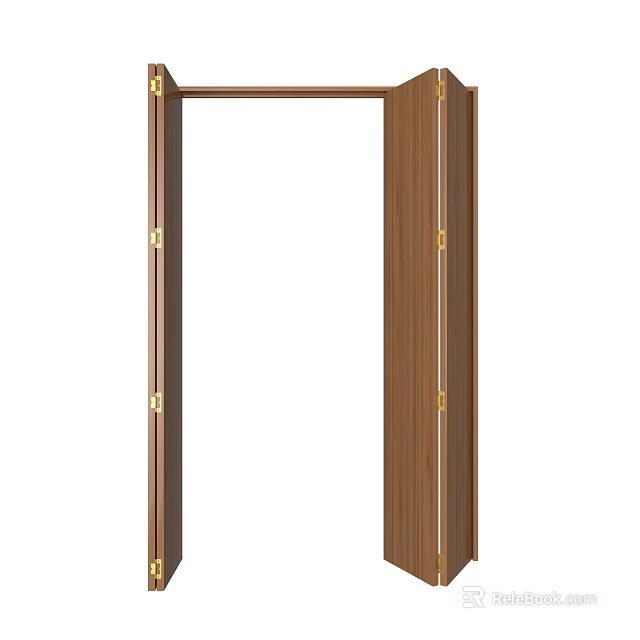 Wooden Brown Wardrobe Door With Open Style And Simple Design Features 3d model