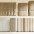 Soft Upholstered Panels In Beige Fabric With Quilted And Smooth Designs
