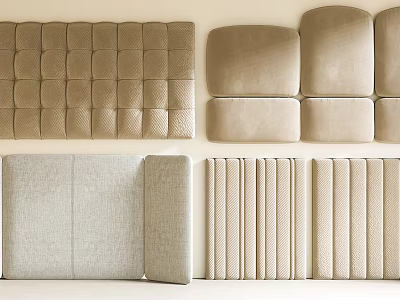 Soft Upholstered Panels In Beige Fabric With Quilted And Smooth Designs 3d model