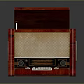 Vintage Electronic Radio With Wooden Case Open Lid And Turntable Knobs Buttons