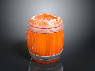 Wooden Barrel Water Barrel Old Wooden Barrel Water Barrel Pot Container Realistic 3d model