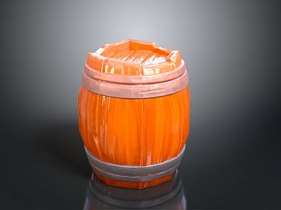 Wooden Barrel Water Barrel Old Wooden Barrel Water Barrel Pot Container Realistic 3d model