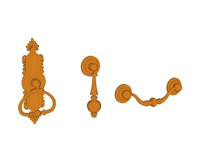 Ornate Door Handles With Various Vintage Designs And Carved Details 3d model