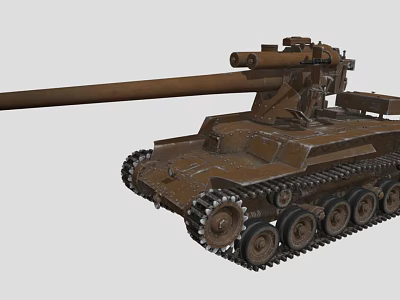 Brown Military Tank With Long Cannon Heavy Tracks And Strong Armor Design 3d model