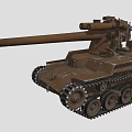 Brown Military Tank With Long Cannon Heavy Tracks And Strong Armor Design