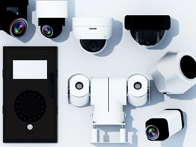 Advanced Projection Surveillance System With HD Cameras Projector Modules And Control Panels 3d model