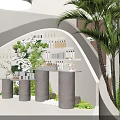 Modern SPA Sauna Interior Design With Curved Structures Green Plants And Soft Lighting