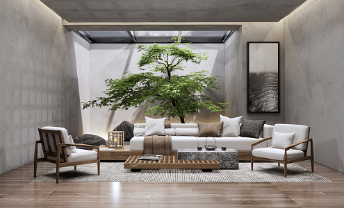 New Chinese Sofa Coffee Table Combination 3d model